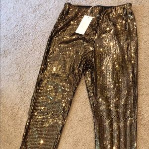 A. peach gold sequin pants size small new with tag